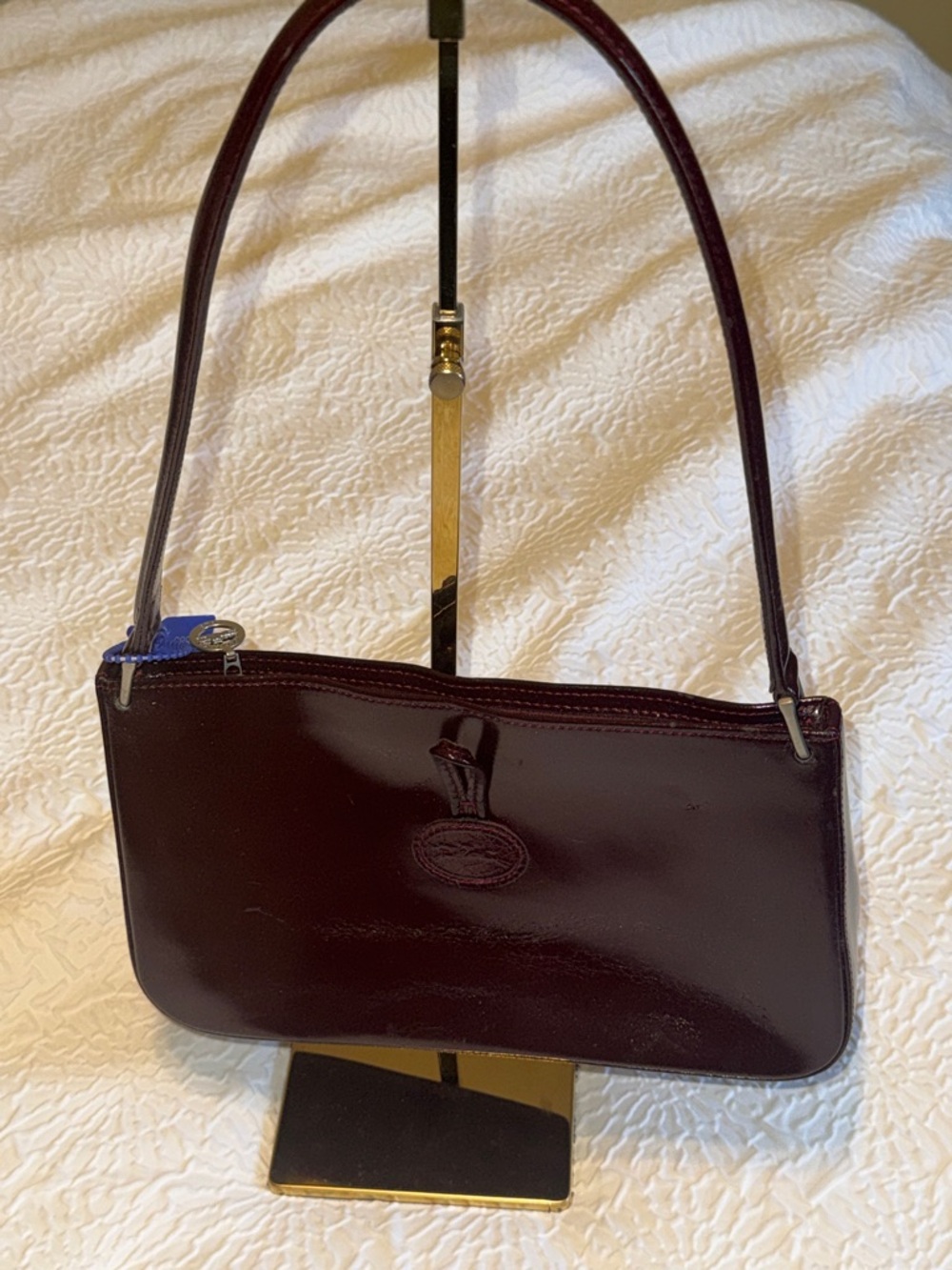 Longchamp Burgundy Leather Roseau Shoulder Bag